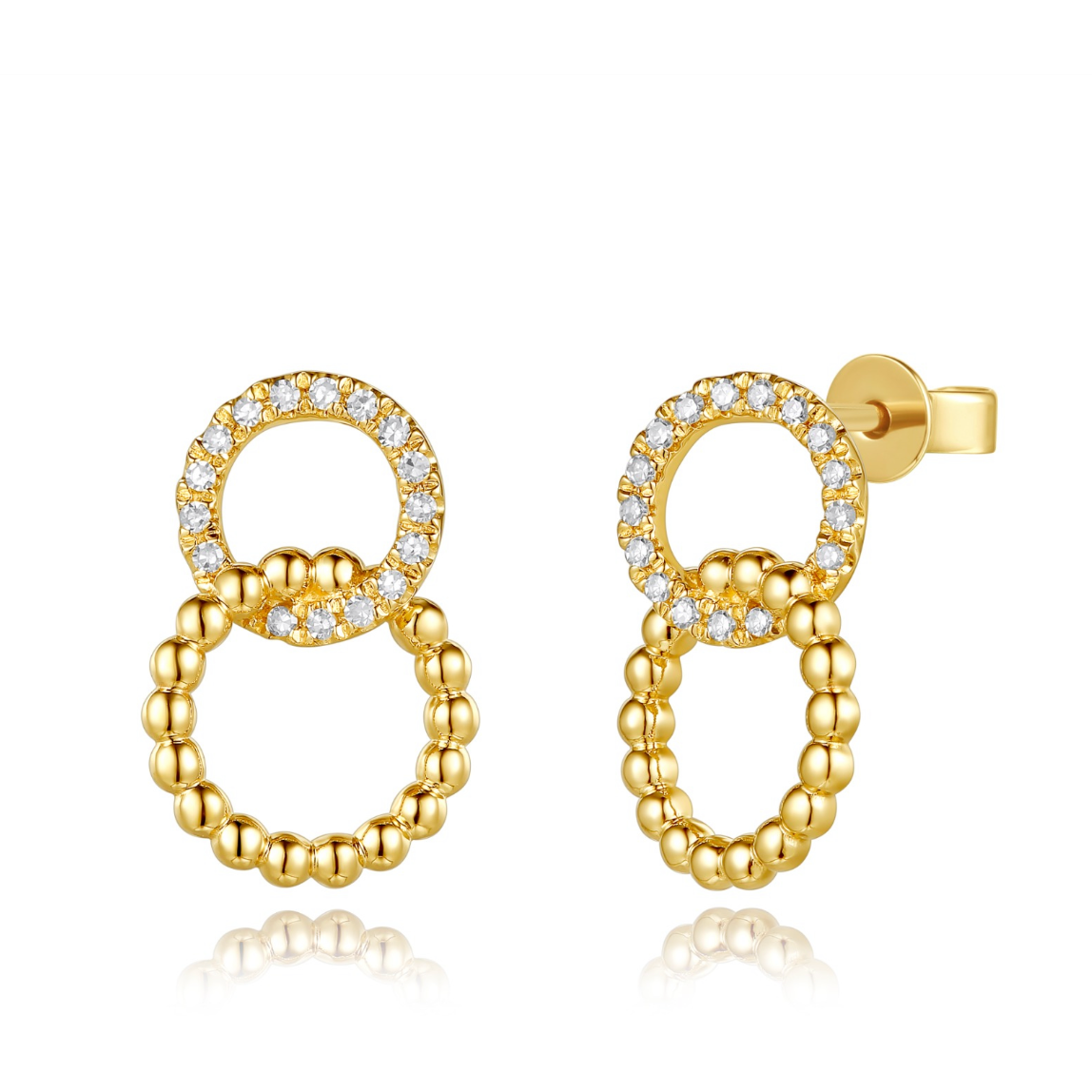 14K YG Circular Diamond Earrings