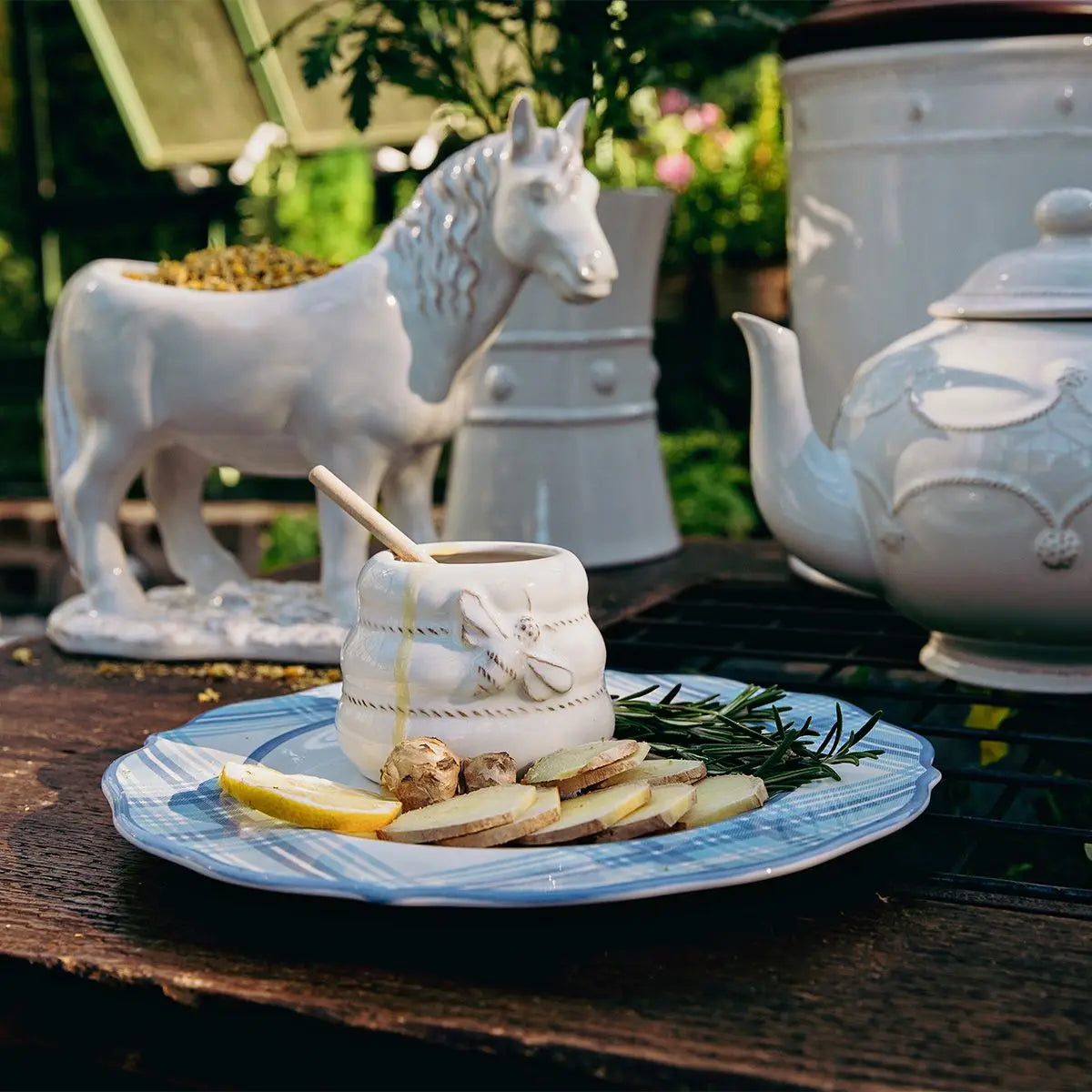 Juliska Clever Creatures Honey Pot, Whitewash