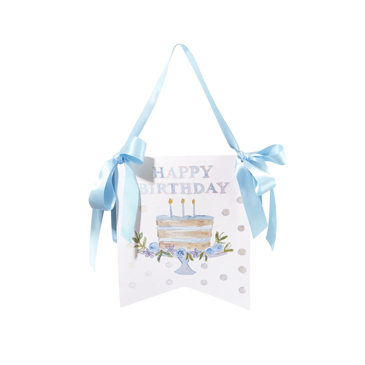 Happy Birthday Cake Hanger with Satin Ribbon