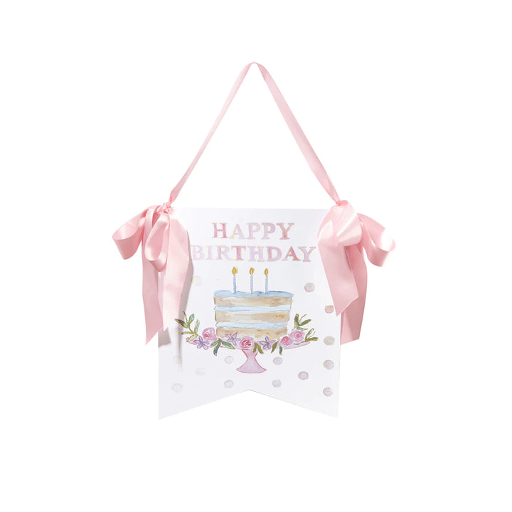 Happy Birthday Cake Hanger with Satin Ribbon