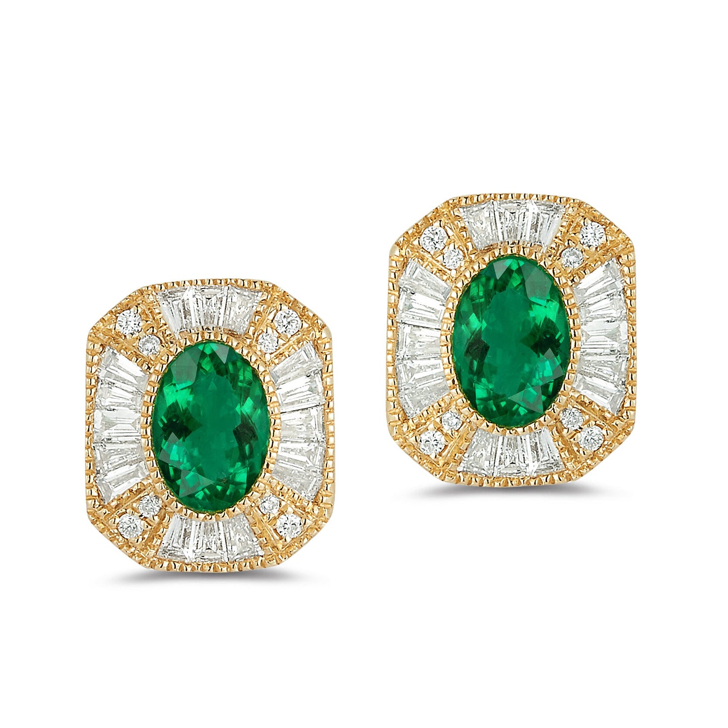 Emerald and Diamond Studs