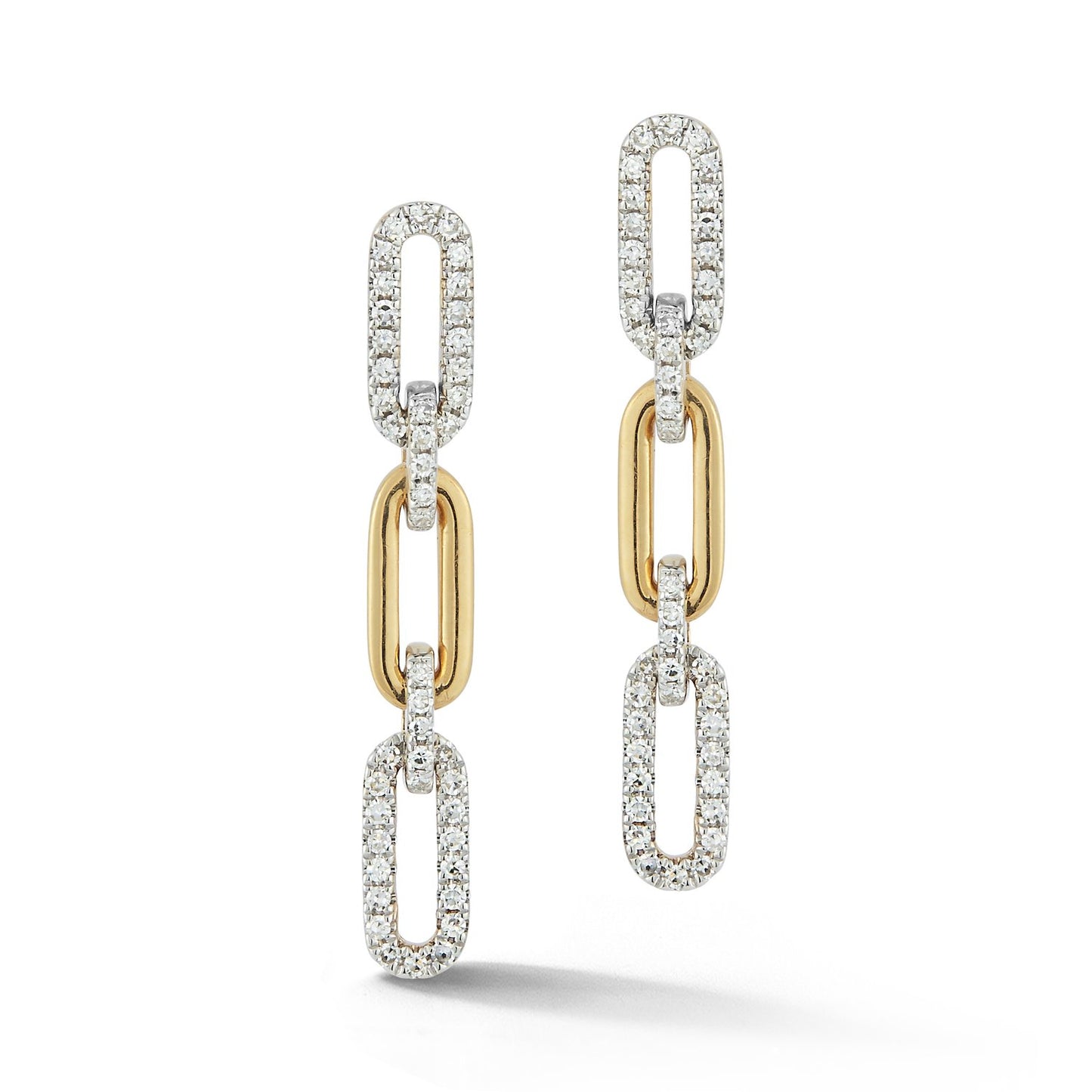 14K YG Diamond Paperclip Earrings