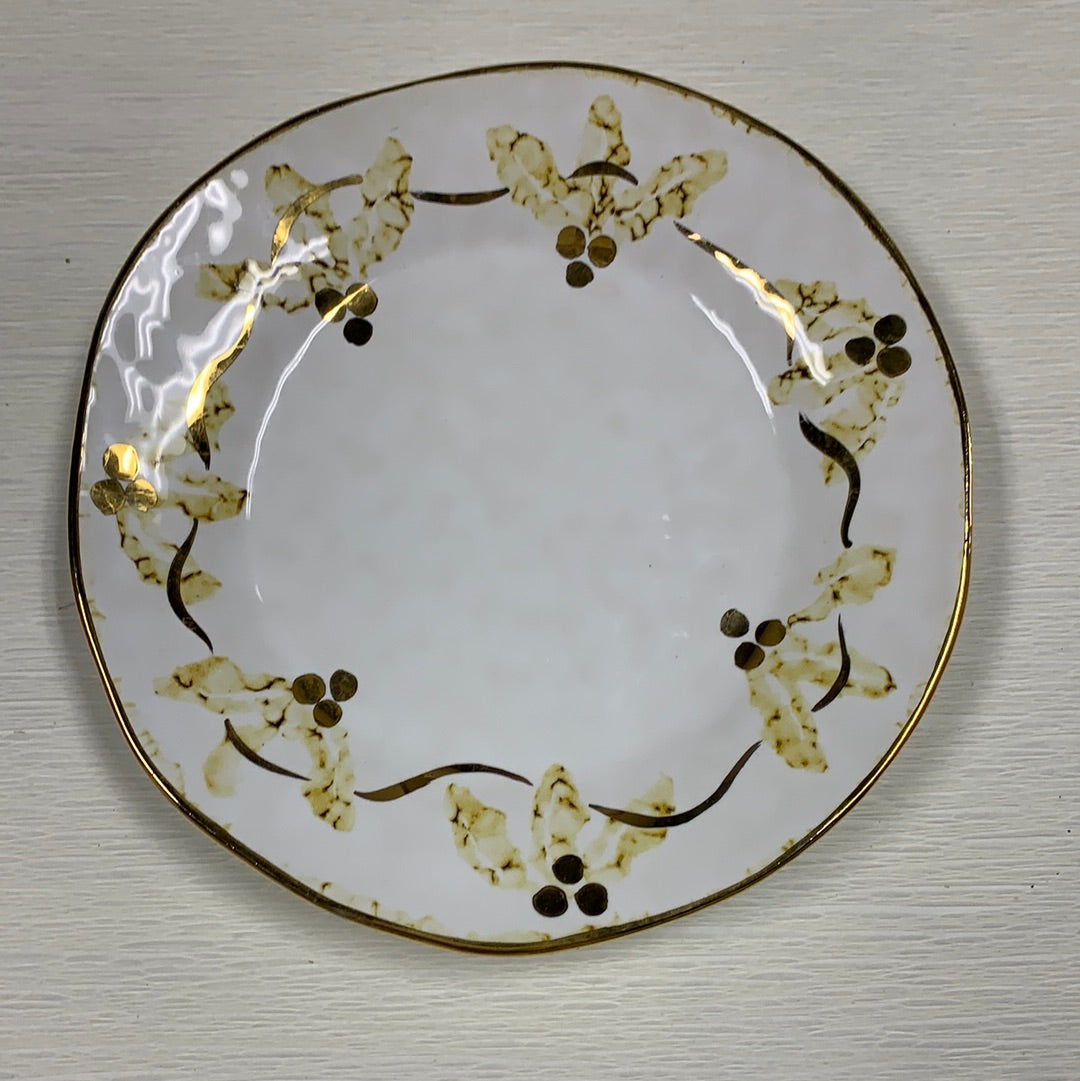 Vietri Perla Natale Holly Salad Plate