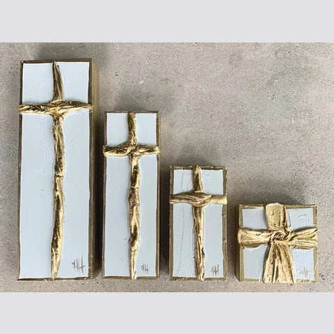 Gold Leaf Cross Collection Wood Panel