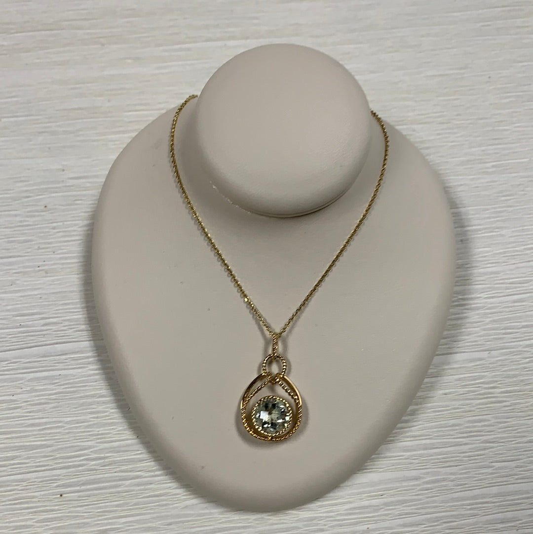 14K YG Pallette/Green Amethyst Necklace
