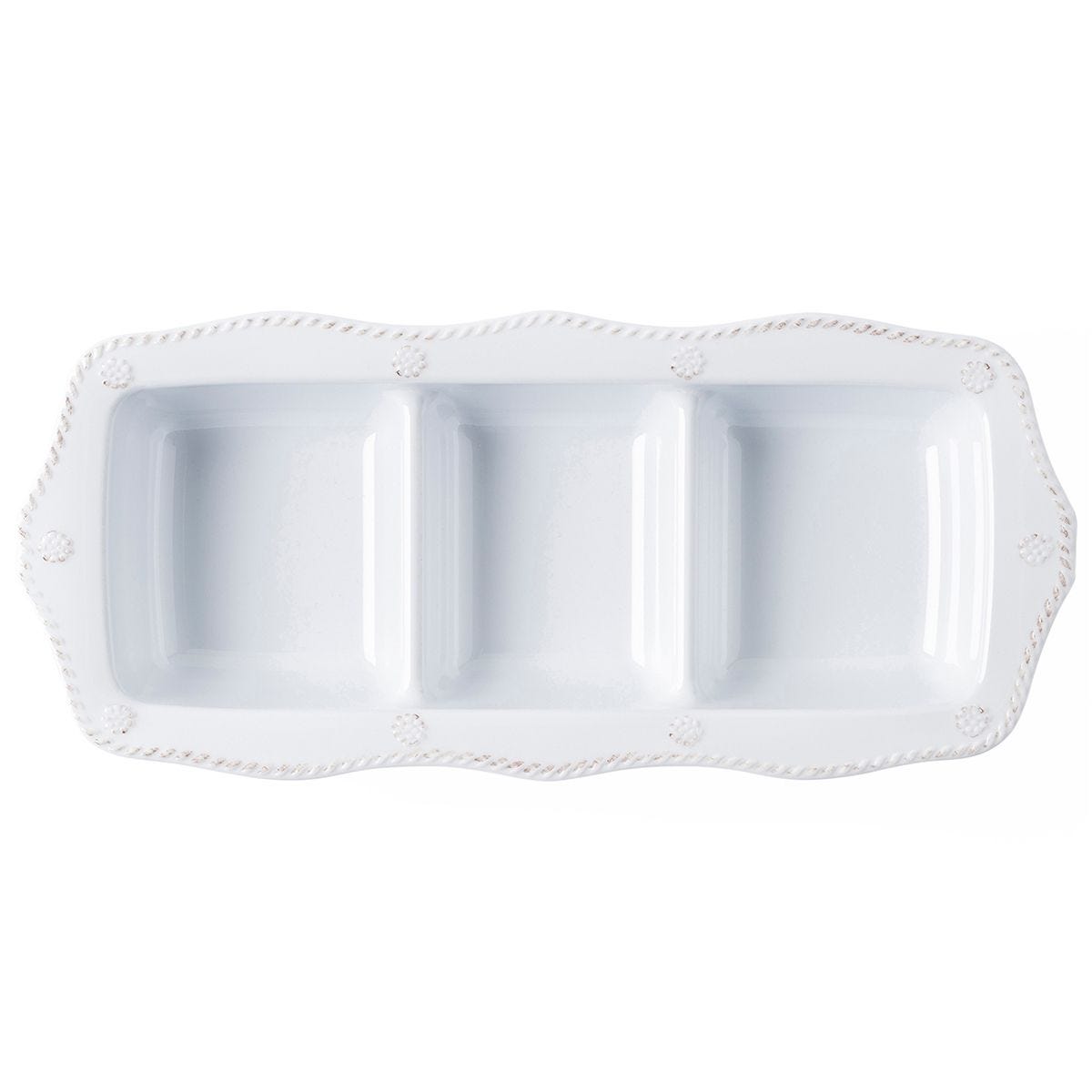 Juliska Berry & Thread Melamine Whitewash Triple Section Server