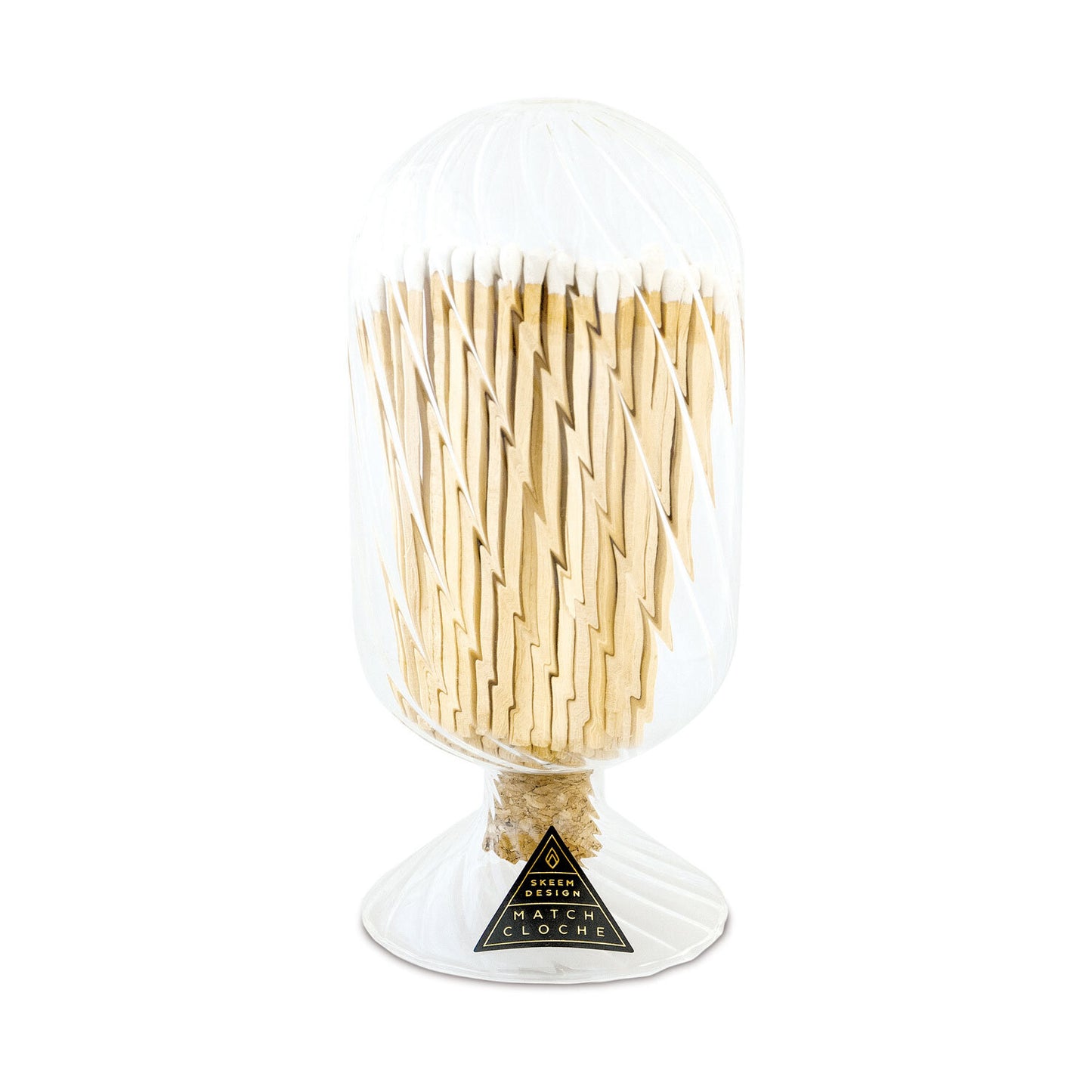 Skeem Design White Helix Glass Match Cloche Bottle