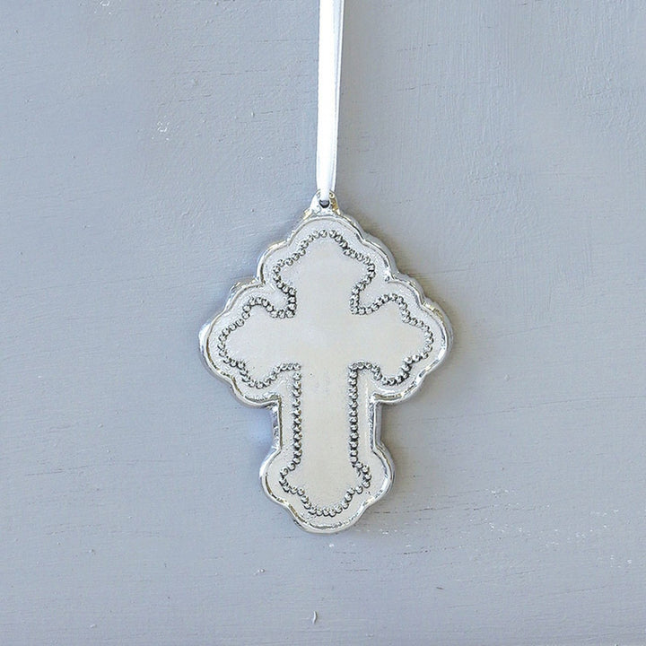 Beatriz Ball Pearl Cross Ornament