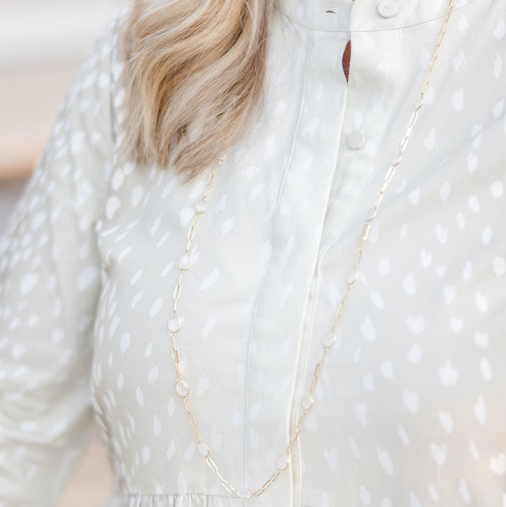 Raymond Mazza Paperclip and Moonstone Necklace