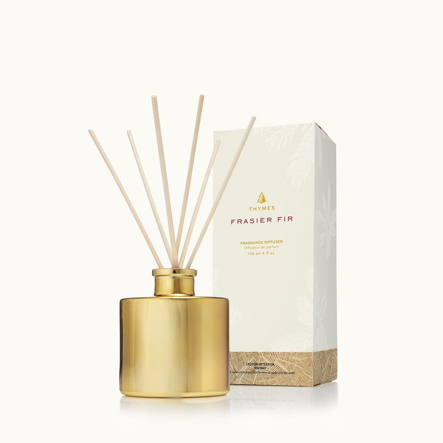 Thymes Frasier Fir Gilded Reed Diffuser, Petite Gold