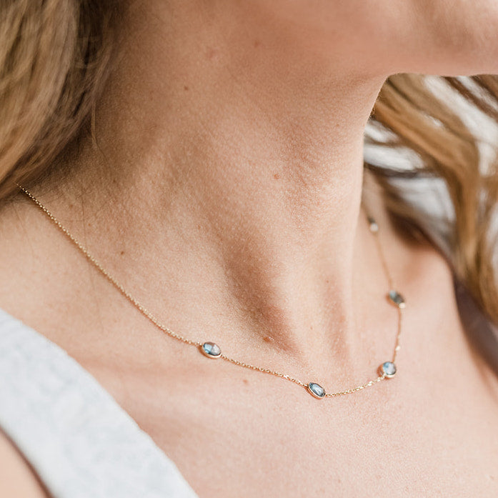 Raymond Mazza London Blue Topaz Slice Necklace