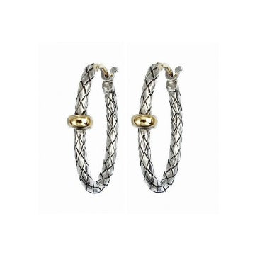 Alisa 925 Sterling Silver Traversa Small Oval Hoop with Yellow Gold