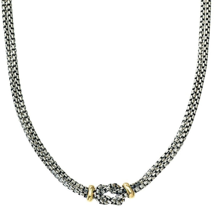 Alisa 18K gold & 925 Sterling Silver 17" chain with loop knot & 18K rondelles