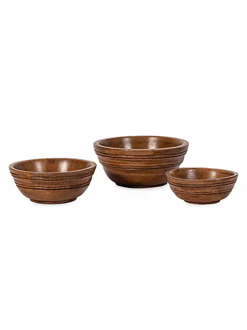 Juliska Bilbao Wood Nesting Bowl Set/3pc