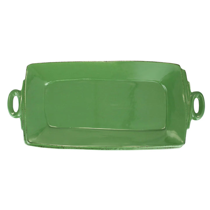 Vietri Lastra Handled Rectangular Platter, Green