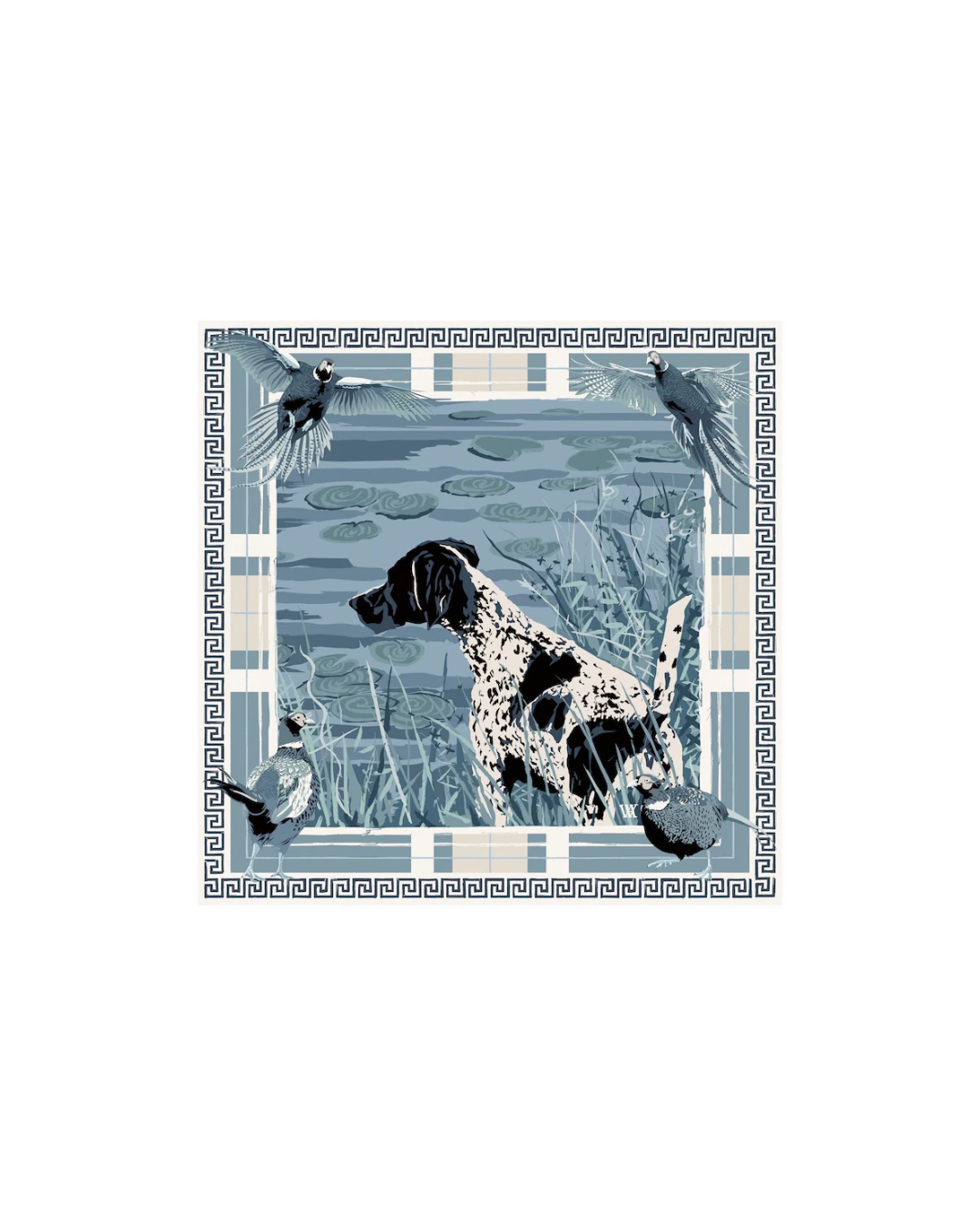 Austin Williams Light Blue Monochromatic Pheasant Watch Silk Scarf, 25x25