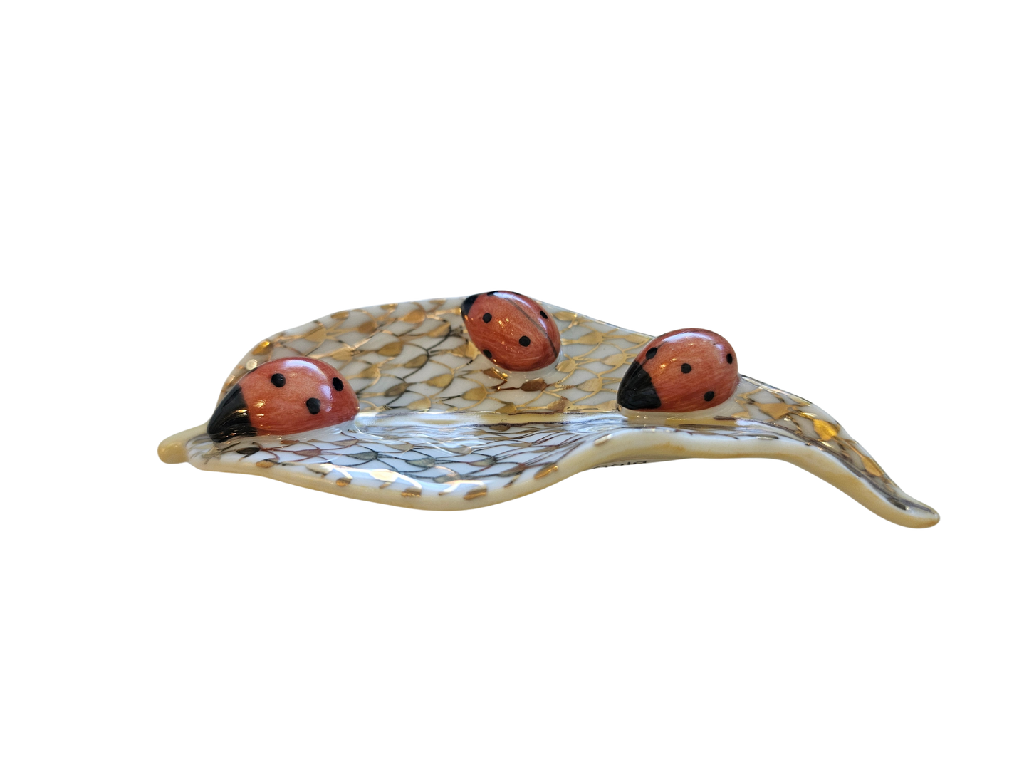 Herend Ladybugs On Leaf, Gold