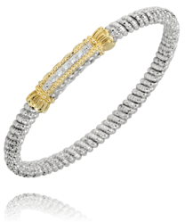 4MM Band Bracelet 0.10CT 14KT Gold & Sterling Sliver