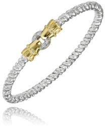3MM Closed Band Bracelet 0.04CT 14KTYG & Sterling Sliver