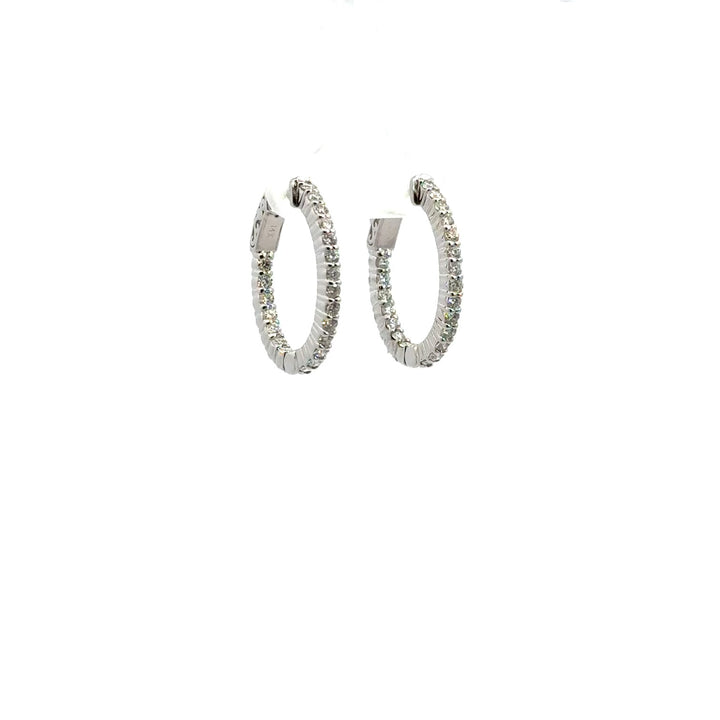 14K White Gold1 1/3 ctw Diamond Oval Hoop Earrings