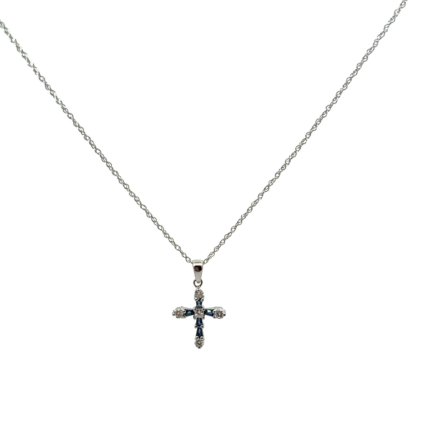 Sapphire and Diamond Cross Pendant