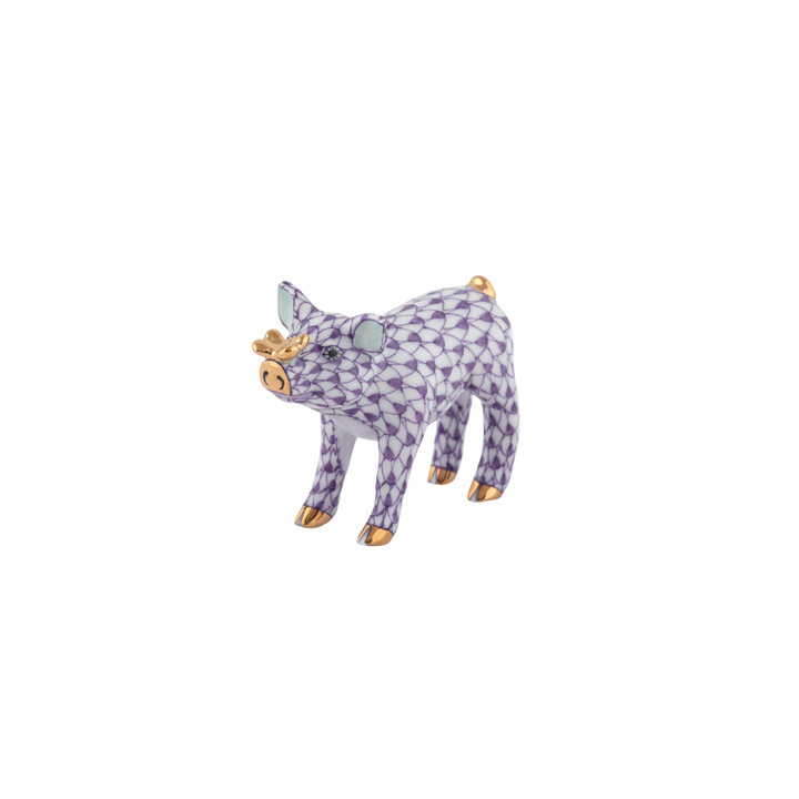 Herend Pig with Butterfly, Lavender