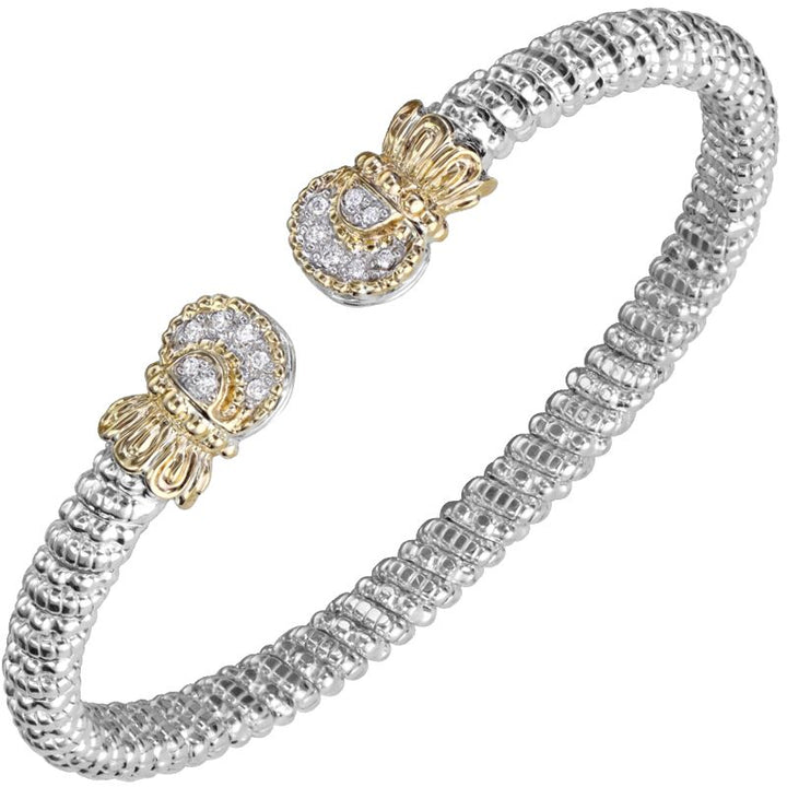 4MM Band Bracelet 0.09CT 14KT Gold & Sterling Sliver