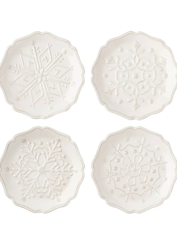 Party Plate Set/4 Berry & Thread Snowfall Whitewash