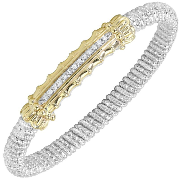 6MM Closed Band Bracelet 0.20CT 14KT Yellow Gold & Sterling Sliver