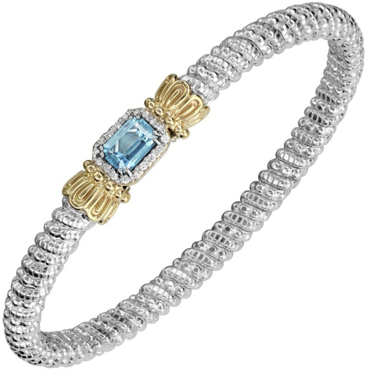 VAHAN 4MM Closed Band Bracelet, Sky Blue Topaz and Diamond