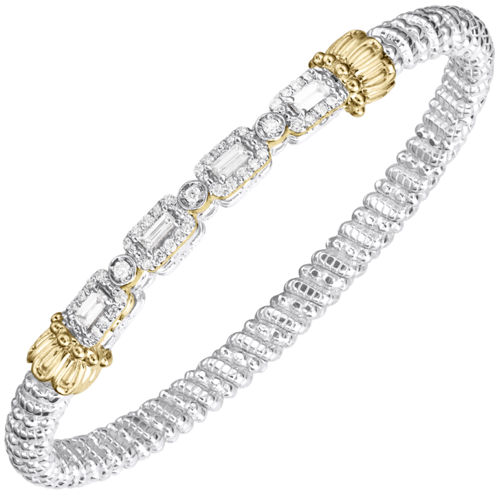 4MM Closed Band Bracelet, 0.81CT Approx. 14KT Yellow Gold & Sterling Sliver