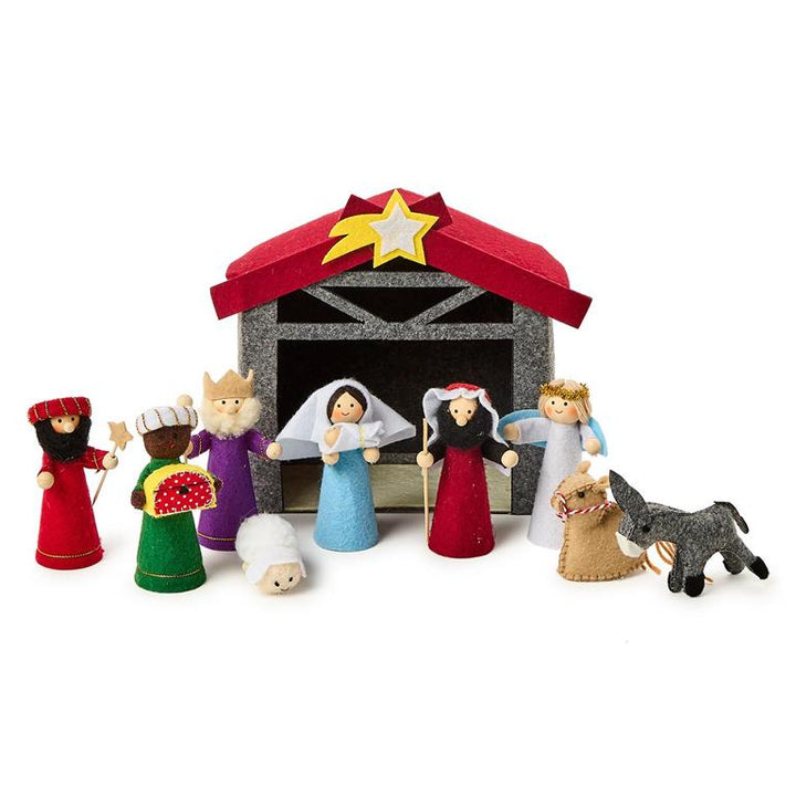 Two's Company Handled Felt Nativity Set in Gift Box