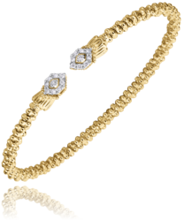 2MM Open Band Bracelet, 0.14CT All 14KT Yellow Gold