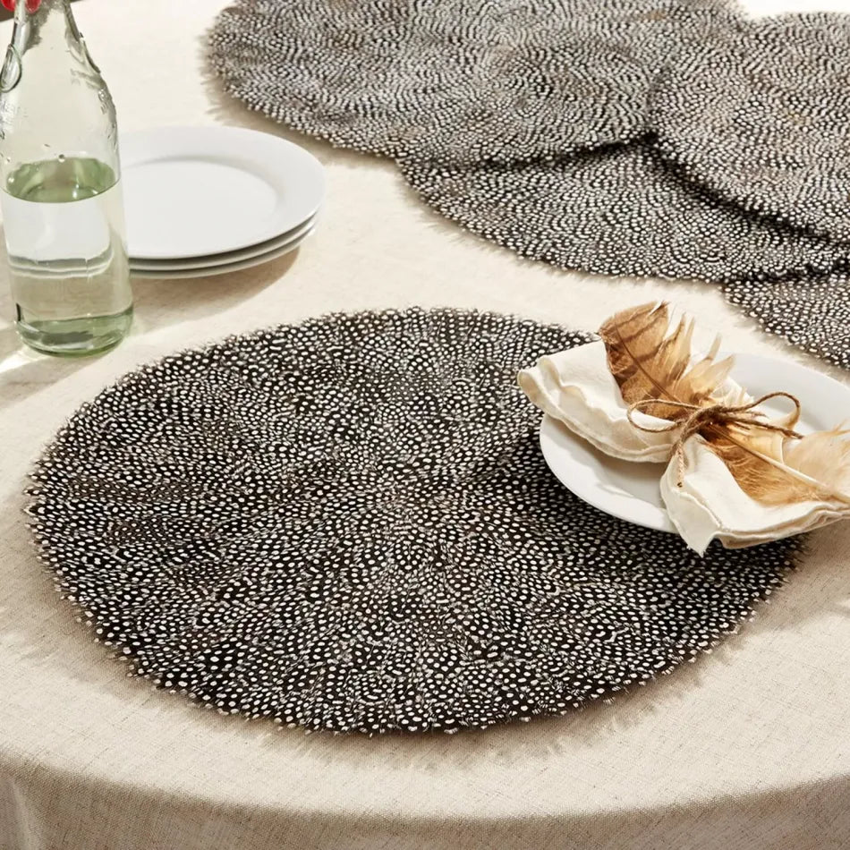 Guinea Feather Round Mats