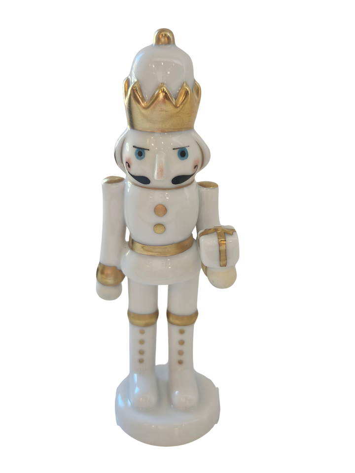 Herend Nutcracker With Gift, Platinum-Gold