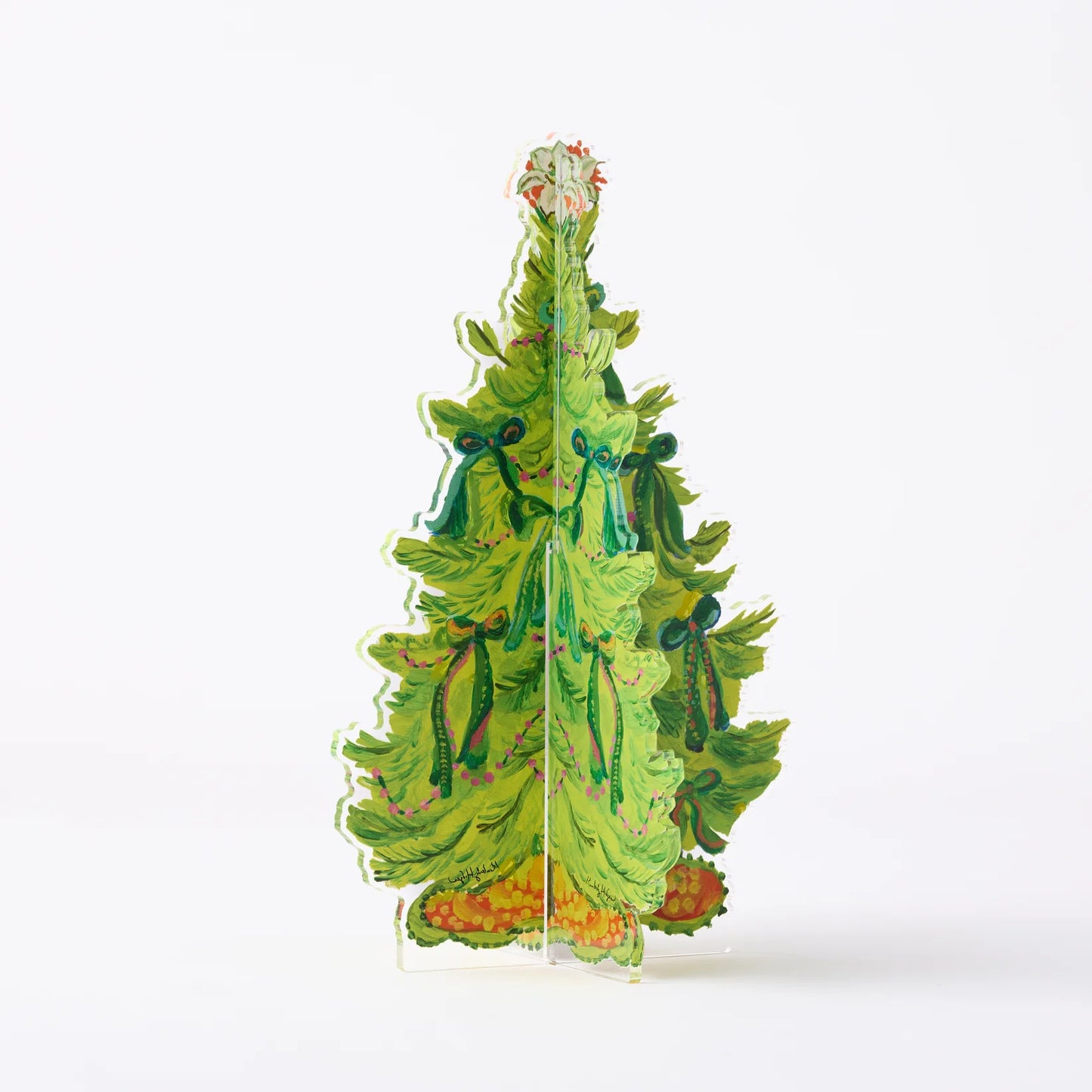 Kimberly Hodges 8 Green Bows 2 Piece Acrylic Tree