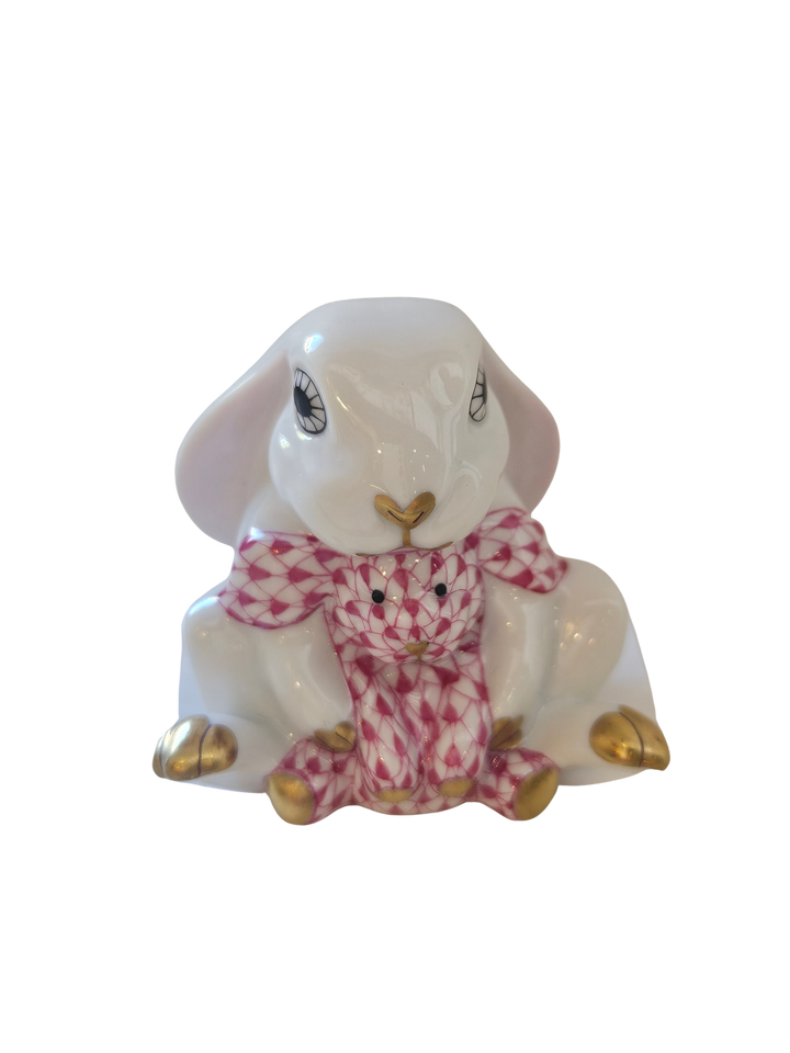 Herend White Bunny & Pink Lovey