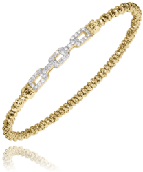 2MM Closed Band Bracelet, 0.27CT All 14KT Yellow Gold