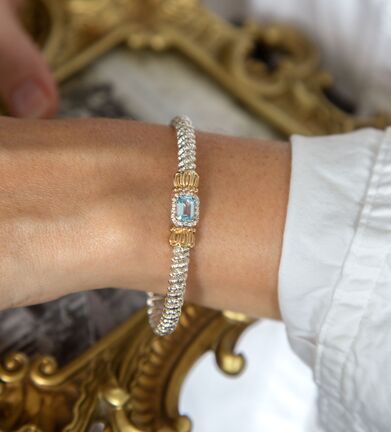 VAHAN 4MM Closed Band Bracelet, Sky Blue Topaz and Diamond