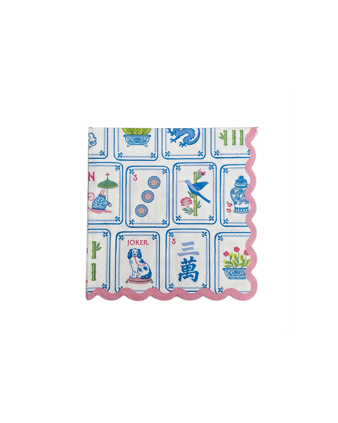 Mahjong 3-Ply Scalloped Edge Paper Cocktail Napkin
