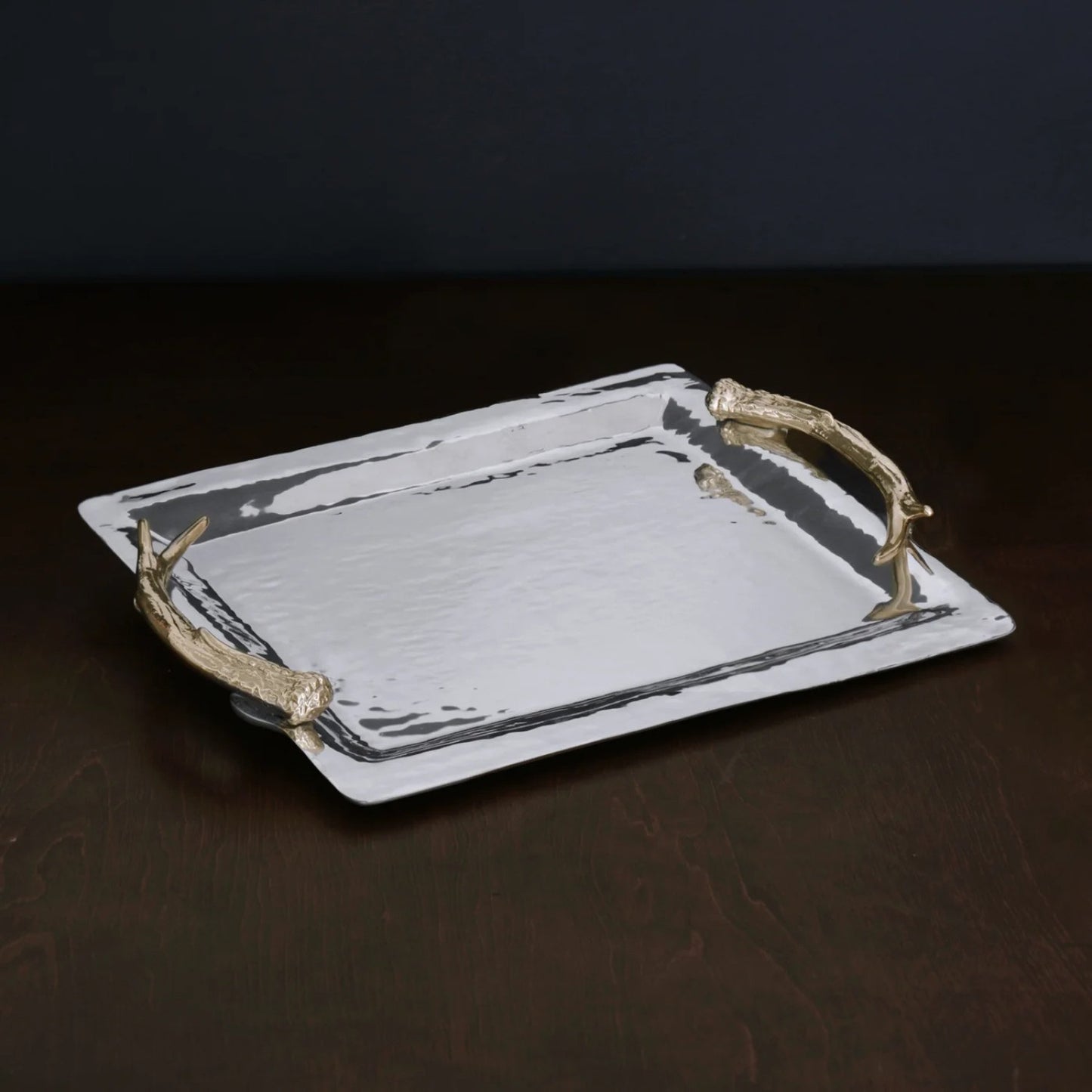Beatriz Ball WESTERN Antler Emerson Large Tray with Gold Handles