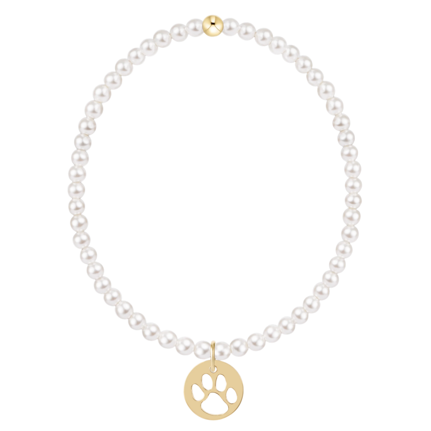 Enewton egirl Classic Pearl 3mm Bracelet - Paw Print Gold Disc