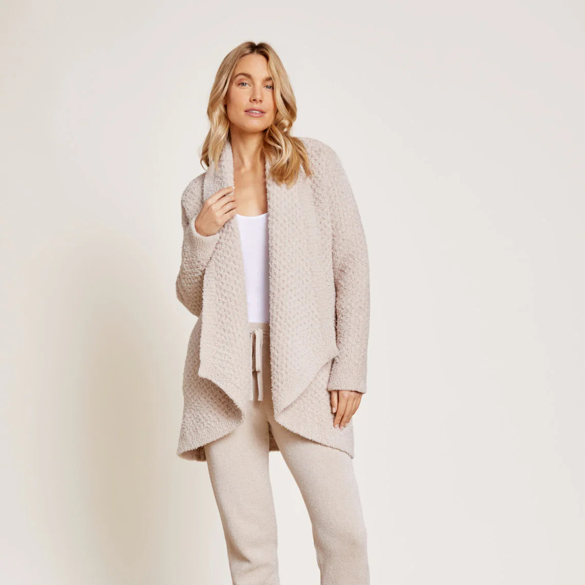 Barefoot Dreams Honeycomb Shawl Cardigan - Sand Dollar