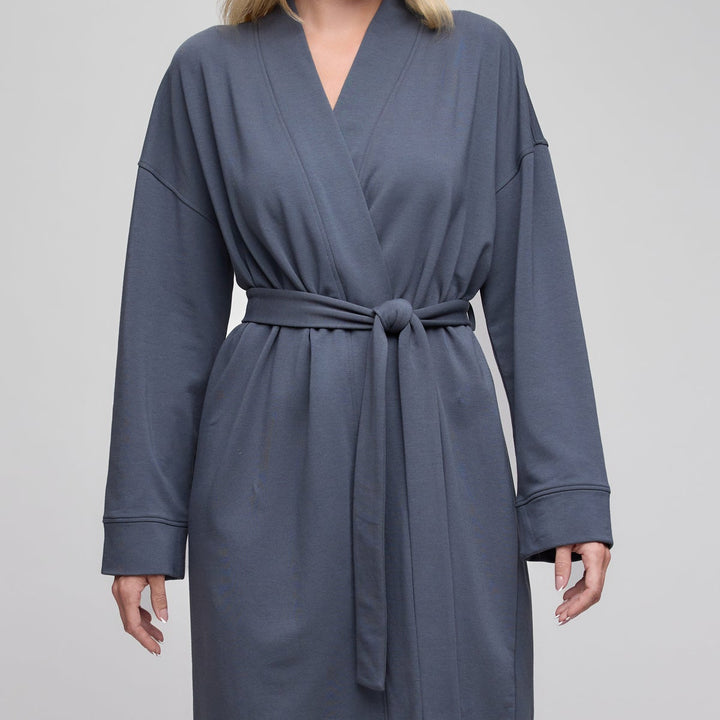 Barefoot Dreams Brushed Luxe Lounge Robe - Slate Blue