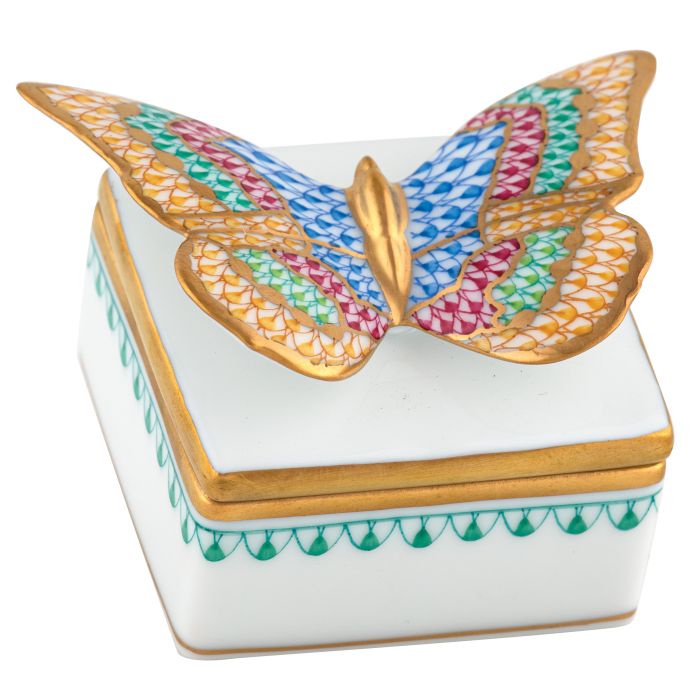 Herend Butterfly Box, Green