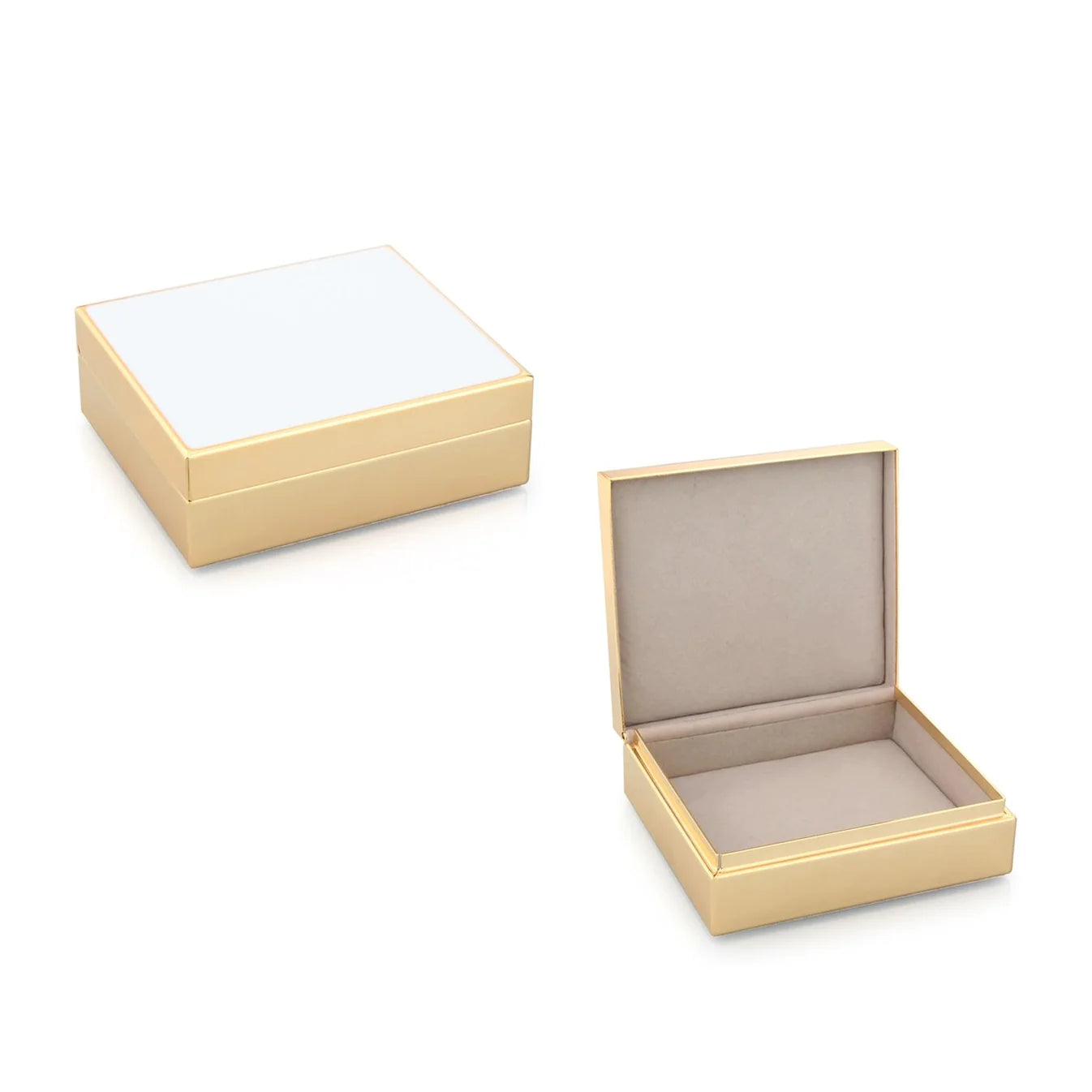 White Enamel & Gold Box, 4 inch