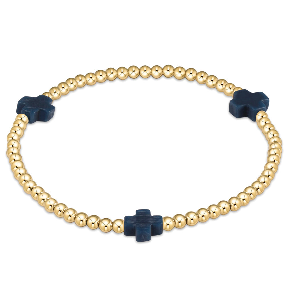 Enewton Extends Signature Cross 3mm Gold Bracelet - Navy