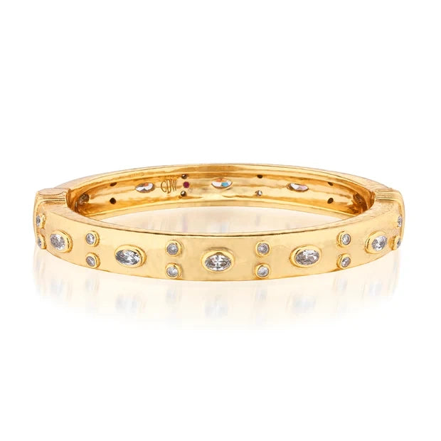 Capucine de Wulf Maharani Hinged Bangle, Clear Cubic Zirconia