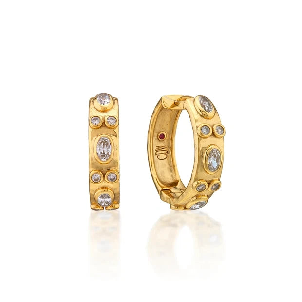Capucine de Wulf Maharani Huggie Hoop Earrings, Clear Cubic Zirconia