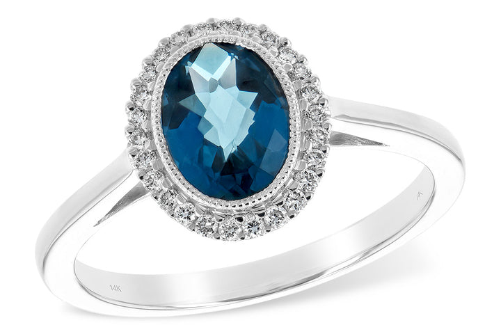 14KW Oval London Blue Topaz and Diamond Ring